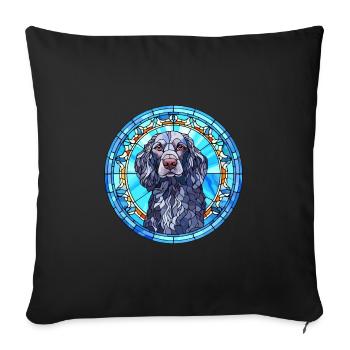Blaue Picardie Spaniel Hunderasse Buntglas Farbe - Sofakissenbezug 45 x 45 cm - Schwarz - Vorne