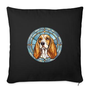 Kanarischer Warren Jagdhund Hunderasse Buntglas Colo - Sofakissenbezug 45 x 45 cm - Schwarz - Vorne