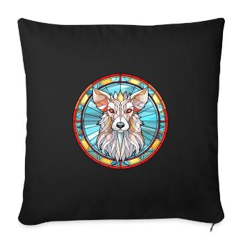 Chinois à crête chien race vitrail coloré W - Housse de coussin décorative 45 x 45 cm - noir - Devant