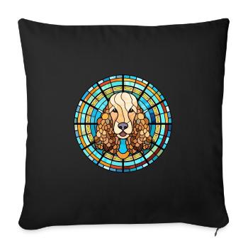 Corded Poodle Dog Breed Stained Glass Colorful Wat - Sofa pillowcase 17,3'' x 17,3'' (45 x 45 cm) - black - Front