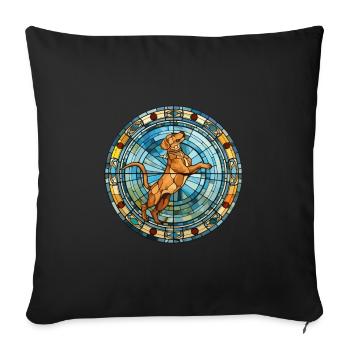Cordoba chien de combat race vitrail coloré - Housse de coussin décorative 45 x 45 cm - noir - Devant