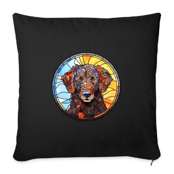 Curly Coated Retriever Dog Breed Stained Glass Col - Sofa pillowcase 17,3'' x 17,3'' (45 x 45 cm) - black - Front