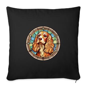 Cocker anglais Spaniel chien race vitrail Col - Housse de coussin décorative 45 x 45 cm - noir - Devant
