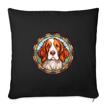 French Brittany Dog Breed Stained Glass Colorful W - Sofa pillowcase 17,3'' x 17,3'' (45 x 45 cm) - black - Front