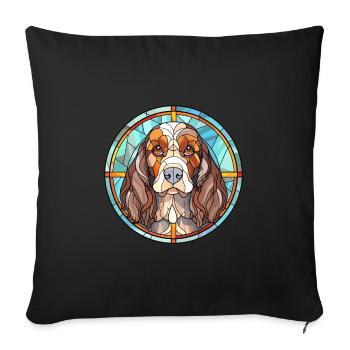 Épagneul allemand chien race vitrail coloré Wa - Housse de coussin décorative 45 x 45 cm - noir - Devant