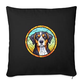 Entlebucher Mountain Dog race vitrail couleur - Housse de coussin décorative 45 x 45 cm - noir - Devant