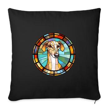 Galgo Español chien race vitrail coloré Wat - Housse de coussin décorative 45 x 45 cm - noir - Devant