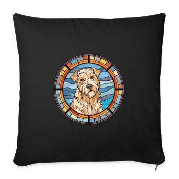 Glen d’Imaal Terrier chien race vitrail Colo - Housse de coussin décorative 45 x 45 cm - noir - Devant