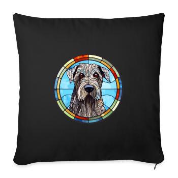 Schnauzer géant chien race vitrail coloré W - Housse de coussin décorative 45 x 45 cm - noir - Devant