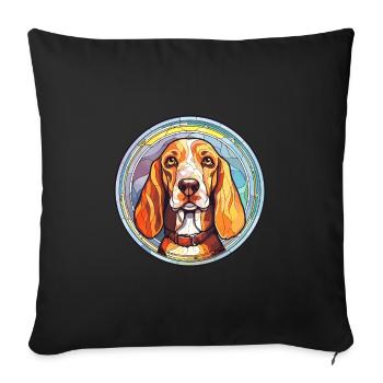 Estonian Hound Dog Breed Stained Glass Colorful Wa - Sofa pillowcase 17,3'' x 17,3'' (45 x 45 cm) - black - Front