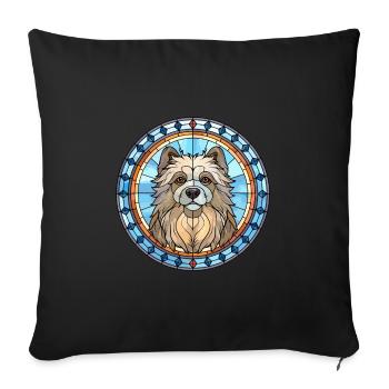 Keeshond Dog Breed Stained Glass Colorful Watercol - Sofa pillowcase 17,3'' x 17,3'' (45 x 45 cm) - black - Front