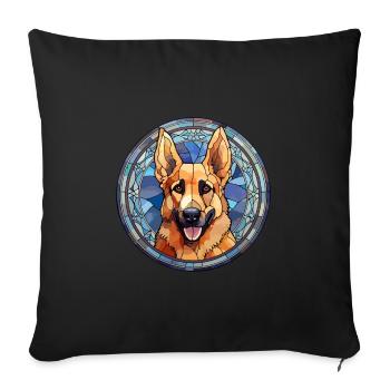 Kai Ken chien race vitrail coloré Watercolo - Housse de coussin décorative 45 x 45 cm - noir - Devant
