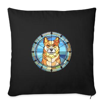 Jindo Dog Breed Stained Glass Colorful Watercolor - Sofa pillowcase 17,3'' x 17,3'' (45 x 45 cm) - black - Front