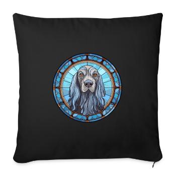 Griffon Bleu De Gascogne chien race vitrail C - Housse de coussin décorative 45 x 45 cm - noir - Devant