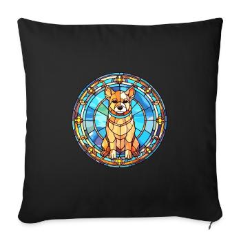 Middle Asian Ovtcharka Dog Breed Stained Glass Col - Sofa pillowcase 17,3'' x 17,3'' (45 x 45 cm) - black - Front