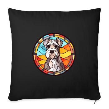 Schnauzer miniature chien race vitrail Colorf - Housse de coussin décorative 45 x 45 cm - noir - Devant