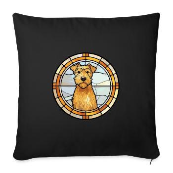 Lakeland Terrier chien race vitrail coloré - Housse de coussin décorative 45 x 45 cm - noir - Devant