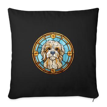 Lowchen Petit Lion Chien Race Vitrail Colorf - Housse de coussin décorative 45 x 45 cm - noir - Devant
