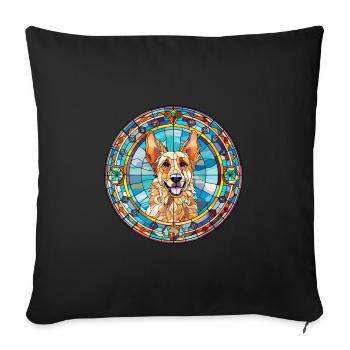 Mallorca Schäferhund Rasse Buntglas Bunt - Sofakissenbezug 45 x 45 cm - Schwarz - Vorne