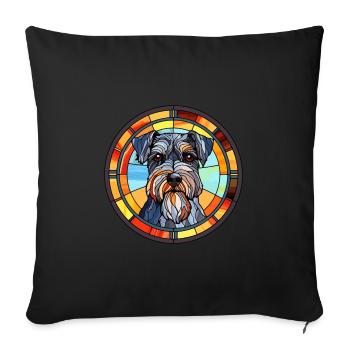 Mittelschnauze Dog Breed Stained Glass Colorful Wa - Sofa pillowcase 17,3'' x 17,3'' (45 x 45 cm) - black - Front