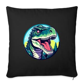 Tyrannosaurus Rex Dinosaure Illustration - Housse de coussin décorative 45 x 45 cm - noir - Devant