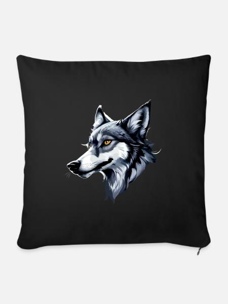 Wolf - Sofakissenbezug 45 x 45 cm - Schwarz
