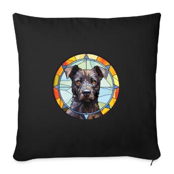 Patterdale Terrier Dog Breed Stained Glass Colorfu - Sofa pillowcase 17,3'' x 17,3'' (45 x 45 cm) - black - Front