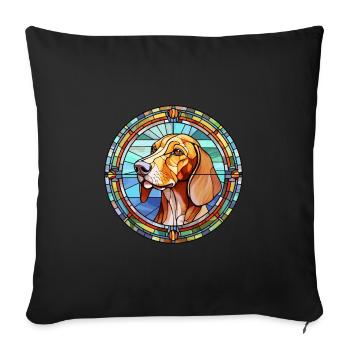 Chien de chasse polonais chien race vitrail couleur - Housse de coussin décorative 45 x 45 cm - noir - Devant
