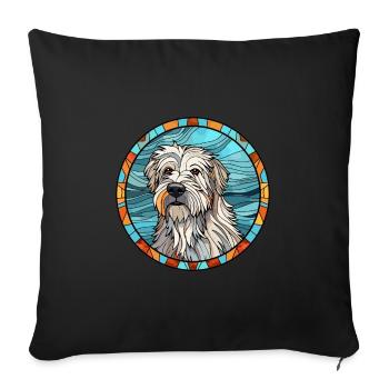 Chien de berger des Pyrénées chien race vitrail coloré - Housse de coussin décorative 45 x 45 cm - noir - Devant