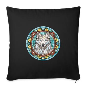Saarloos Wolfhund Hunderasse Buntglas Bunt - Sofakissenbezug 45 x 45 cm - Schwarz - Vorne