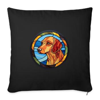 New Zealand Huntaway Dog Breed Stained Glass Color - Sofa pillowcase 17,3'' x 17,3'' (45 x 45 cm) - black - Front