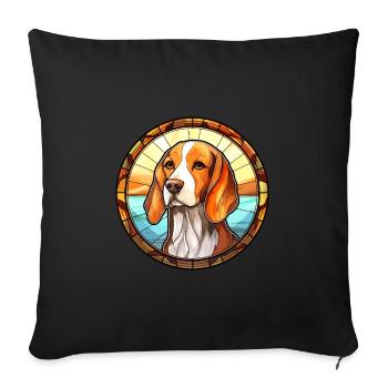 Poitevin Hound Dog Breed Stained Glass Colorful Wa - Sofa pillowcase 17,3'' x 17,3'' (45 x 45 cm) - black - Front