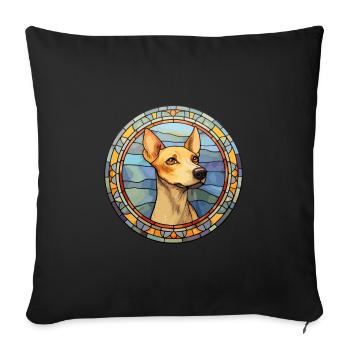 Ratonero Valenciano chien race vitrail Colorf - Housse de coussin décorative 45 x 45 cm - noir - Devant