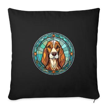 Arlequin russe chien chien race vitrail Co - Housse de coussin décorative 45 x 45 cm - noir - Devant