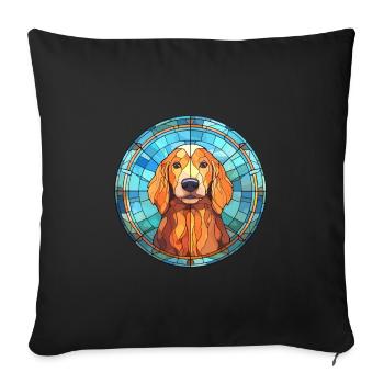 Saarlooswolfhond Dog Breed Stained Glass Colorful - Sofa pillowcase 17,3'' x 17,3'' (45 x 45 cm) - black - Front