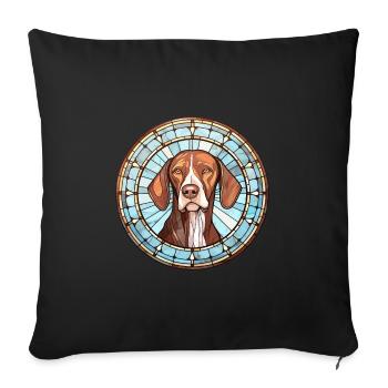 Vieux chien d’arrêt danois race vitrail Colorfu - Housse de coussin décorative 45 x 45 cm - noir - Devant