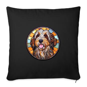 Picardie Schäferhund Hunderasse Buntglas Bunt - Sofakissenbezug 45 x 45 cm - Schwarz - Vorne