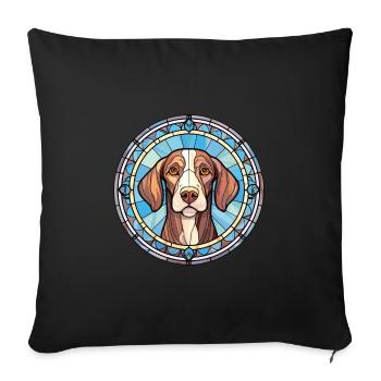 Chien d’arrêt portugais race vitrail Colorfu - Housse de coussin décorative 45 x 45 cm - noir - Devant