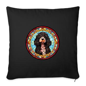 Portuguese Water Dog Breed Stained Glass Colorful - Sofa pillowcase 17,3'' x 17,3'' (45 x 45 cm) - black - Front