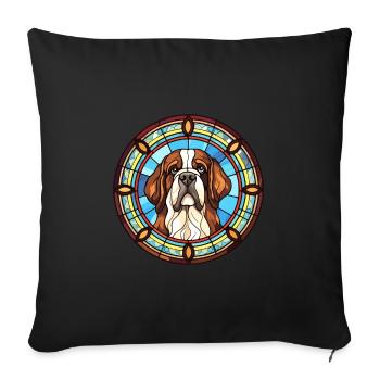 Saint Bernard Dog Breed Stained Glass Colorful Wat - Sofa pillowcase 17,3'' x 17,3'' (45 x 45 cm) - black - Front