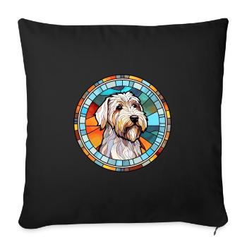 Sealyham Terrier Dog Breed Stained Glass Colorful - Sofa pillowcase 17,3'' x 17,3'' (45 x 45 cm) - black - Front