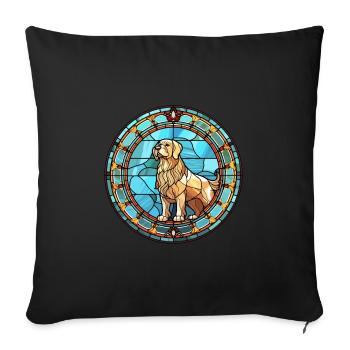Sud russe Ovcharka chien race vitrail Col - Housse de coussin décorative 45 x 45 cm - noir - Devant