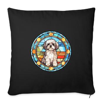 Shih Poo Hunderasse Buntes Glas Buntes Wassercol - Sofakissenbezug 45 x 45 cm - Schwarz - Vorne