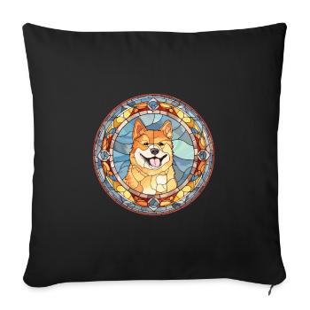 Shikoku Dog Breed Stained Glass Colorful Watercolo - Sofa pillowcase 17,3'' x 17,3'' (45 x 45 cm) - black - Front