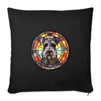 Standard Schnauzer chien race vitrail Colorfu - Housse de coussin décorative 45 x 45 cm - noir - Devant