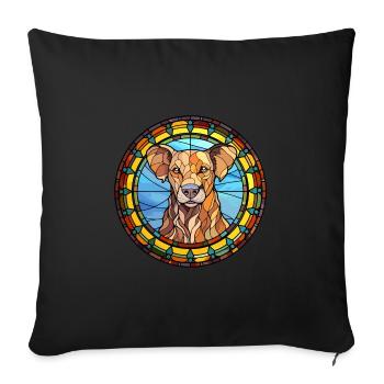 Taigan Dog Breed Stained Glass Colorful Watercolor - Sofa pillowcase 17,3'' x 17,3'' (45 x 45 cm) - black - Front