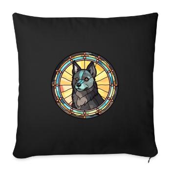 Schipperke chien race vitrail coloré waterc - Housse de coussin décorative 45 x 45 cm - noir - Devant