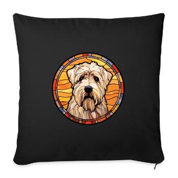Soft Coated Wheaten Terrier Dog Breed Stained Glas - Sofa pillowcase 17,3'' x 17,3'' (45 x 45 cm) - black - Front