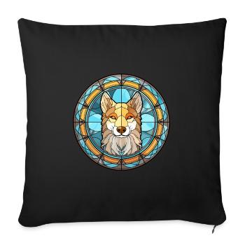 Tamaskan Dog Breed Stained Glass Colorful Watercol - Sofa pillowcase 17,3'' x 17,3'' (45 x 45 cm) - black - Front