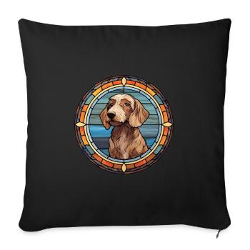 Wirehaired Dachshund Dog Breed Stained Glass Color - Sofa pillowcase 17,3'' x 17,3'' (45 x 45 cm) - black - Front